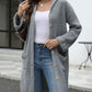 Pocketed Button Up Long Sleeve Hooded Cardigan