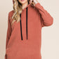 BOMBOM Contrast Drawstring Drop Shoulder Knit Hoodie