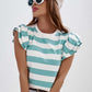 Full Size Striped Round Neck Cap Sleeve T-Shirt