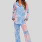 Collared Neck Long Sleeve Loungewear Set with Pockets