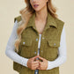 Double Take Full Size Pocketed Texture Snap Down Vest Coat