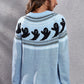 Ghost Pattern Round Neck Long Sleeve Sweater