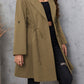 Plus Size Lapel Collar Drawstring Roll-Tab Sleeve Trench Coat