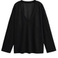 Basic Bae V-Neck Dropped Shoulder Long Sleeve Sweatshirt with Bra