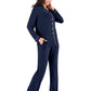 Collared Neck Long Sleeve Loungewear Set with Pockets