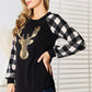 Heimish Full Size Sequin Reindeer Graphic Plaid Top