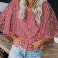 Round Neck Three-Quarter Sleeve Blouse