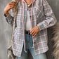 Plaid Long Sleeve Hooded Jacket