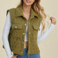 Double Take Full Size Pocketed Texture Snap Down Vest Coat