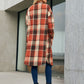 Plaid Pocketed Button Up Trench Coat