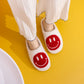 Melody Smiley Face Cozy Slippers (Red/White)