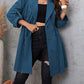 Plus Size Lapel Collar Drawstring Roll-Tab Sleeve Trench Coat