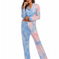 Collared Neck Long Sleeve Loungewear Set with Pockets