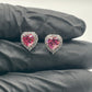 2 Carat Pink Moissanite Heart-Shaped Earrings