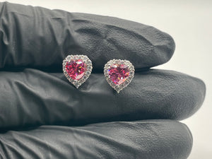 2 Carat Pink Moissanite Heart-Shaped Earrings