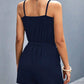 Pocketed Buckle Trim Scoop Neck Romper