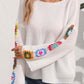 Crochet Flower Long Sleeve Sweater