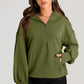 Pocketed Half Zip Long Sleeve Hoodie