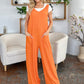 Double Take Full Size Texture Sleeveless Wide Leg Jumpsuit