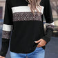 Leopard Round Neck Long Sleeve Blouse