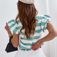 Full Size Striped Round Neck Cap Sleeve T-Shirt