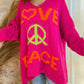 Peace Graphic V-Neck Long Sleeve Sweater