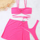 Cutout Spaghetti Strap Three-Piece Swim Set