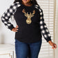 Heimish Full Size Sequin Reindeer Graphic Plaid Top