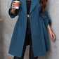 Plus Size Lapel Collar Drawstring Roll-Tab Sleeve Trench Coat