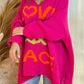 Peace Graphic V-Neck Long Sleeve Sweater