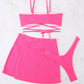 Cutout Spaghetti Strap Three-Piece Swim Set