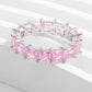 925 Sterling Silver Inlaid Pink Zircon Ring