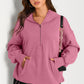 Pocketed Half Zip Long Sleeve Hoodie