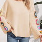 Crochet Flower Long Sleeve Sweater