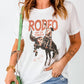 Cowboy Graphic Round Neck Short Sleeve T-Shirt