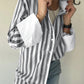 Striped Collared Neck Long Sleeve Shirt