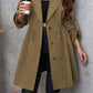 Plus Size Lapel Collar Drawstring Roll-Tab Sleeve Trench Coat