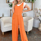 Double Take Full Size Texture Sleeveless Wide Leg Jumpsuit