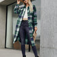 Plaid Pocketed Button Up Trench Coat