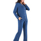 Collared Neck Long Sleeve Loungewear Set with Pockets