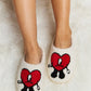 Melody Love Heart Print Plush Slippers