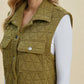 Double Take Full Size Pocketed Texture Snap Down Vest Coat