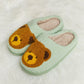 Melody Teddy Bear Print Plush Slide Slippers