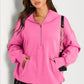 Pocketed Half Zip Long Sleeve Hoodie