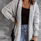 Open Front Hooded Faux Fur Outwear with Pockets