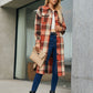 Plaid Pocketed Button Up Trench Coat