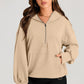 Pocketed Half Zip Long Sleeve Hoodie