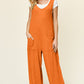 Double Take Full Size Texture Sleeveless Wide Leg Jumpsuit