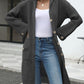 Pocketed Button Up Long Sleeve Hooded Cardigan