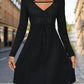 Cutout Long Sleeve Knee Length Dress